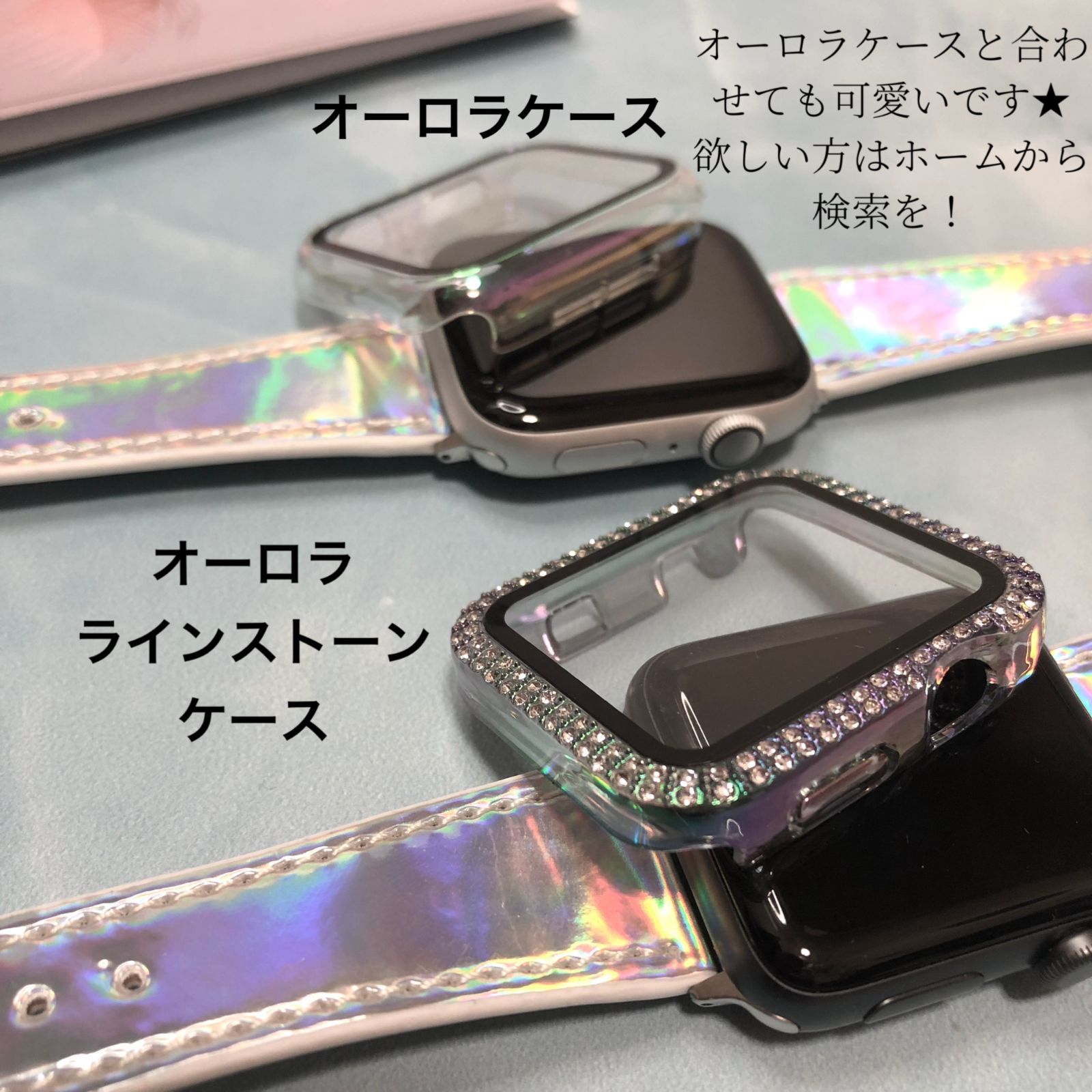 GimelZayin AppleWatchカバー オーロラ レザー ケース アップル