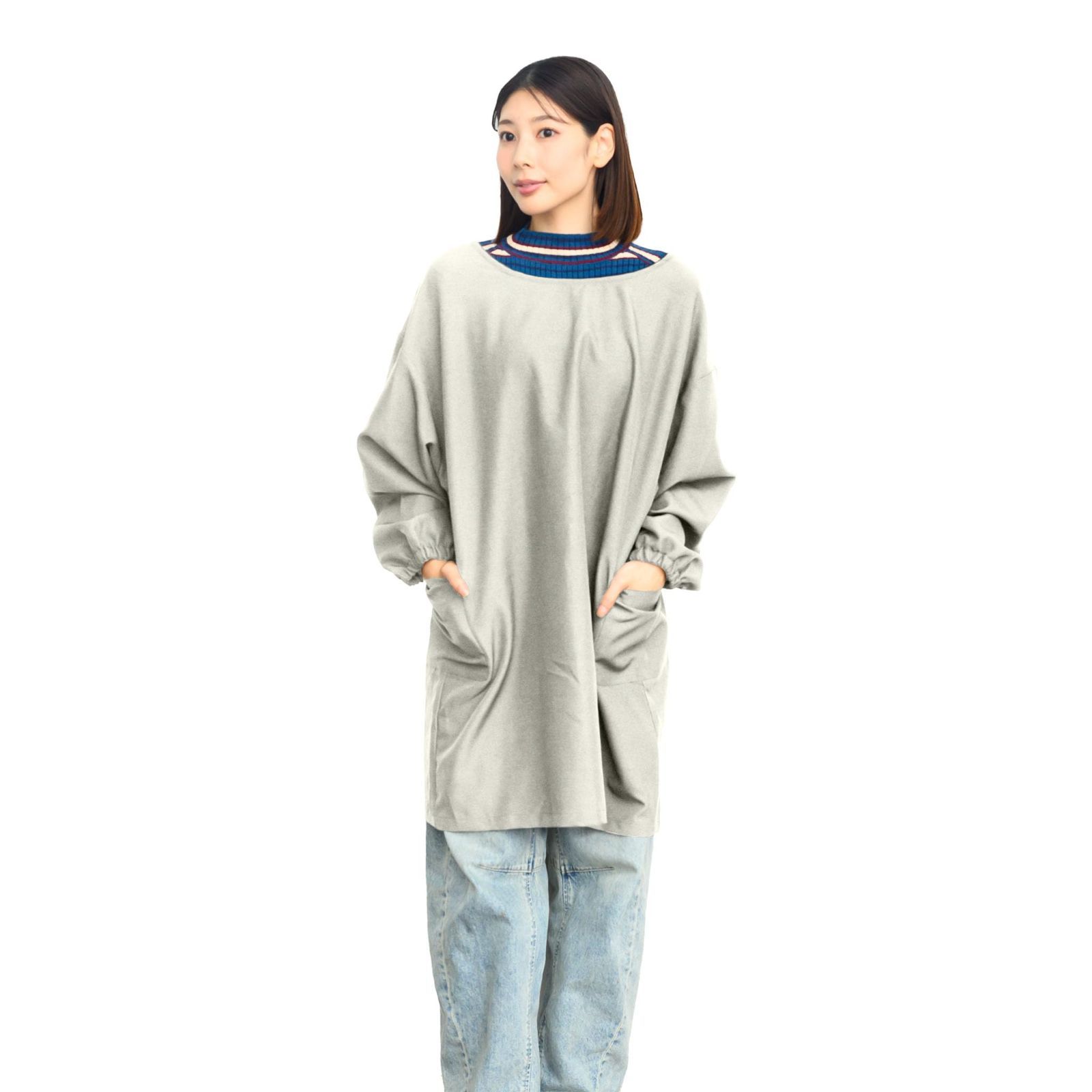 Color ベージュ ARASAWA 割烹着 両面着れる 2WAY レディース メンズ おしゃれ シンプル 女性 シワになりにくい ポケットつき ベージュ