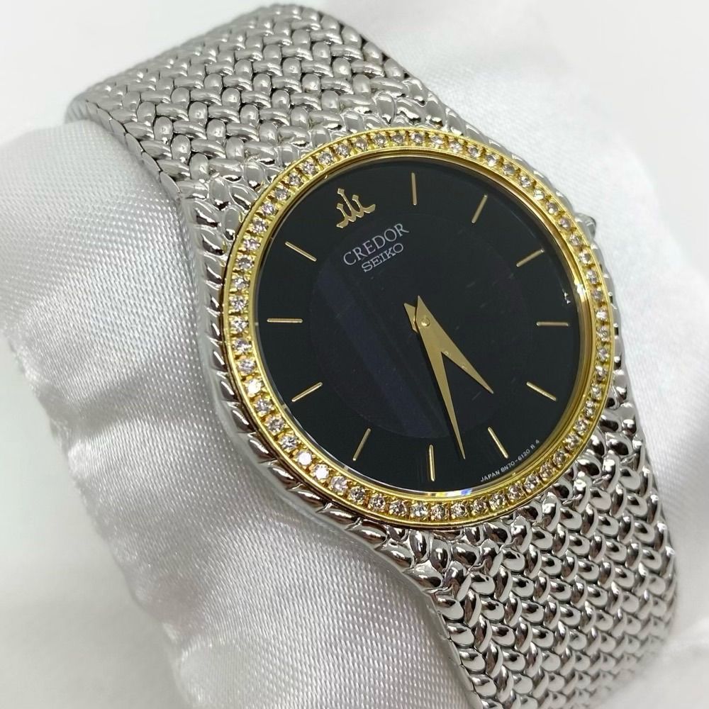 SEIKO セイコー クレドール 18KT SS ダイヤベゼル メンズ 腕時計 - 腕時計(アナログ)