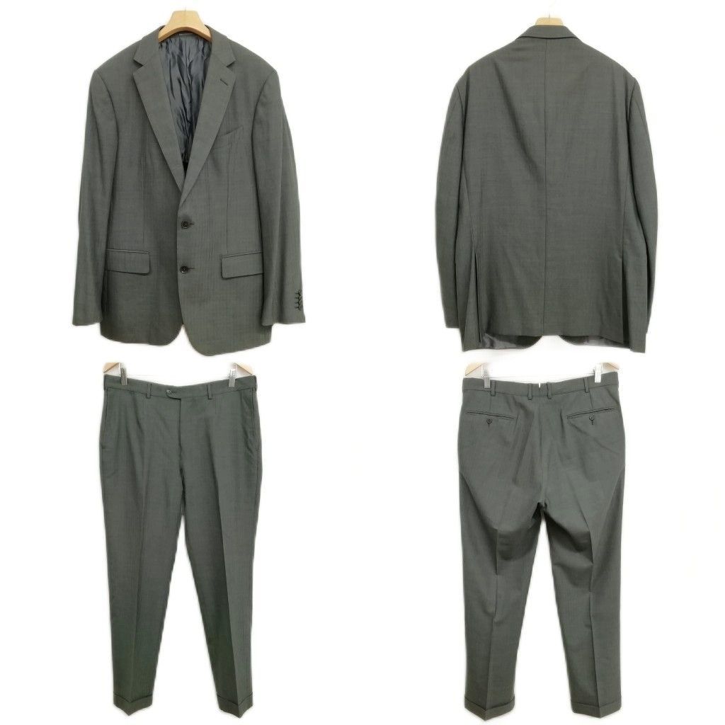 エルメネジルドゼニア Ermenegildo Zegna cool effect シャドーストライプ シングル 2B スーツ セットアップ ジャケット スラックス 52 グレー