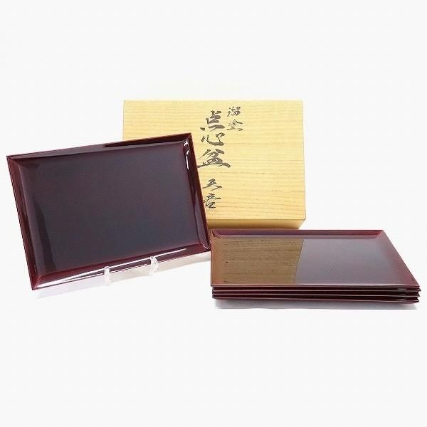 輪島塗　慶塚作　天心盆五客　美品　共箱　茶道　懐石膳　送料込 輪島塗 慶塚作 天心盆五客 美品 共箱 茶道 懐石膳 送料
