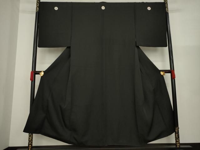 平和屋着物●男性 黒紋付 正絹 ck