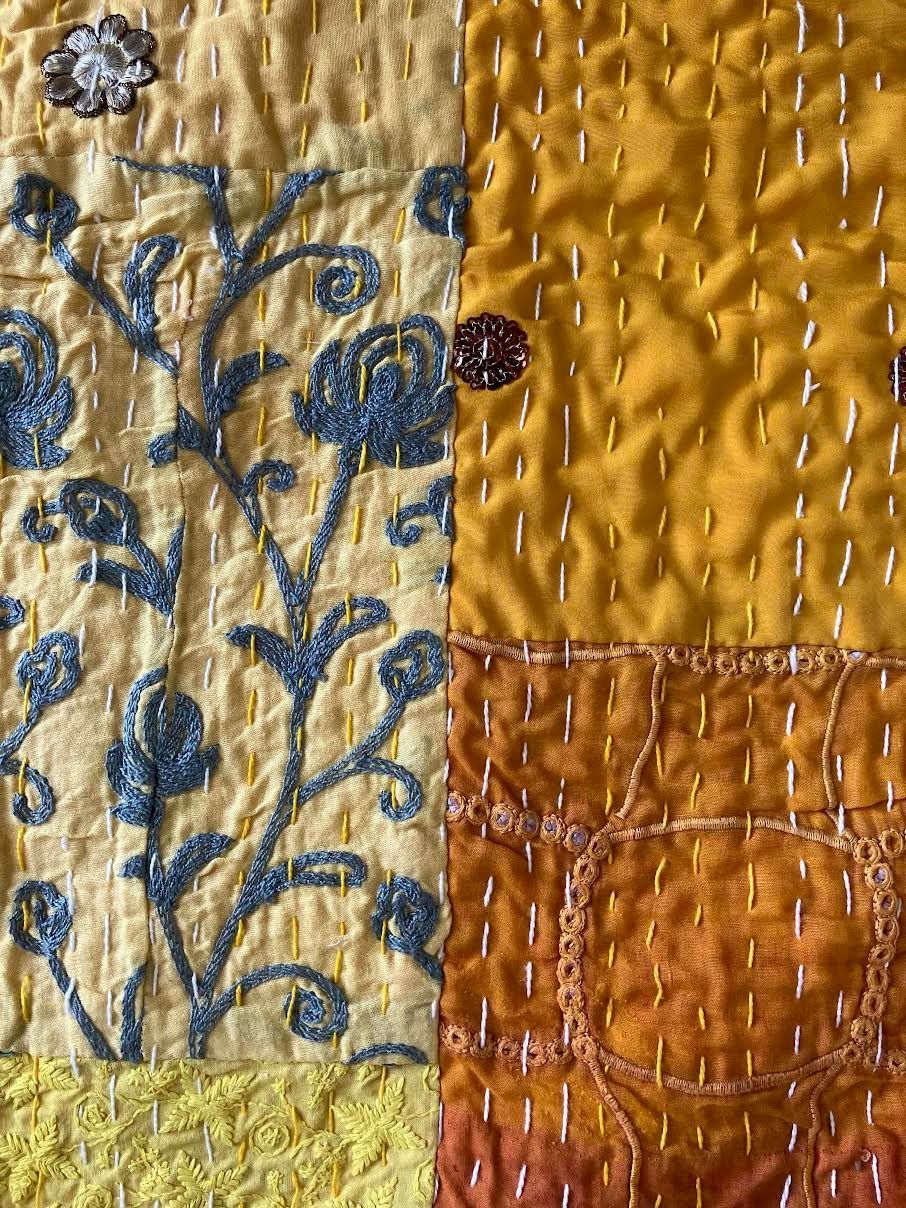 インド刺繍 ラリーキルト カンタキルト パッチワークキルト ベッド 