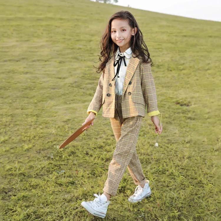 卒業式 女の子 スーツ パンツスーツ チェック柄 フォーマル 子供服 入学式 男の子 セットアップ 子供スーツ キッズ キッズファッション チェック」の人気商品 パンツ 4-5点セット
