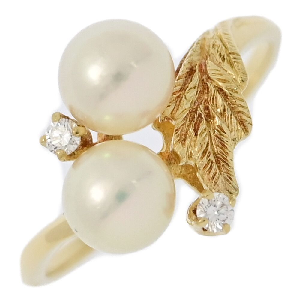 ミキモトK18YG アコヤ真珠約8.6mm ダイヤモンドリング