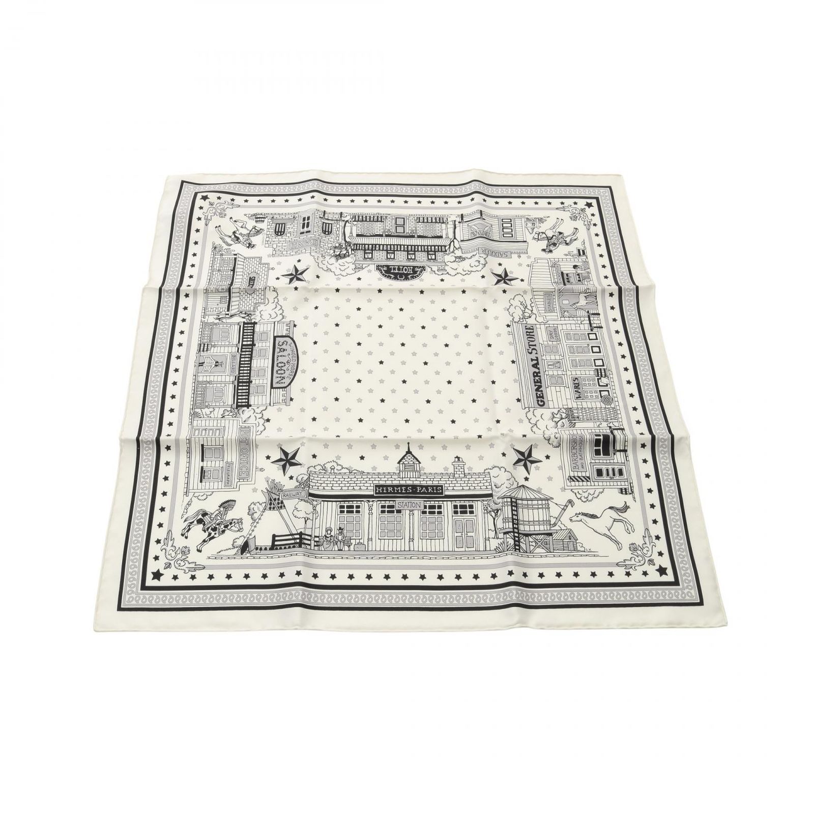 HERMES カレ55 パリステーション ホワイト