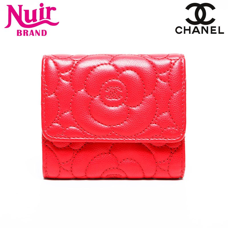 CHANEL シャネル 三つ折り財布 24番台 2017-2018 カメリア ステッチ コンパクト