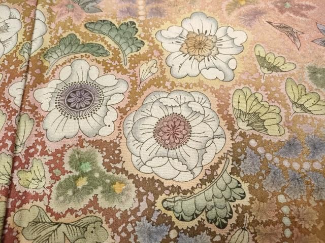 平和屋着物○訪問着 辻が花 絞り 暈し染め 銀通し地 正絹 逸品