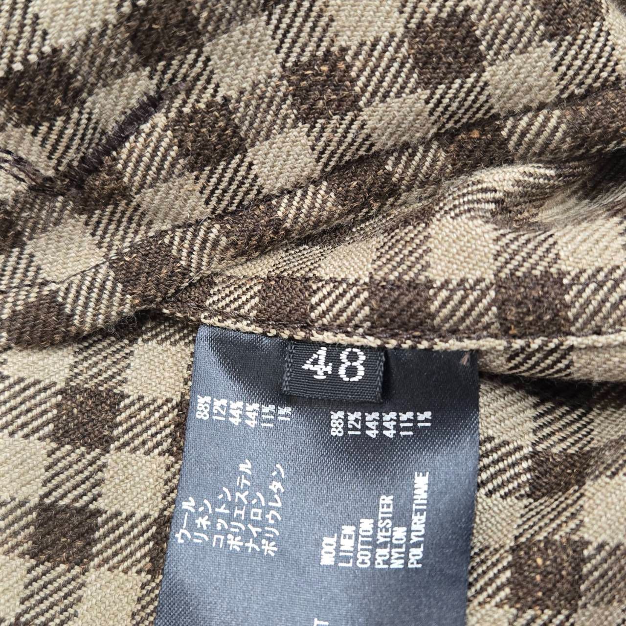 THE RERACS ザ リラクス スイングトップ ハリントンジャケット ガンクラブチェック リネン混 ジップアップ ブルゾン 20SS ブラウン 48 Lサイズ相当 KANDAIZUMI_COM