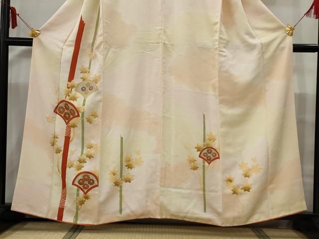 平和屋着物□訪問着 駒刺繍 竹 楓 暈し染め 正絹 逸品