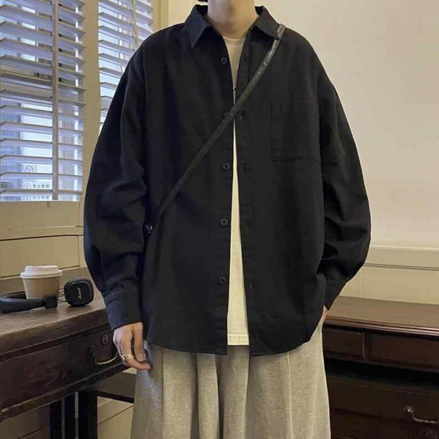 種類20：2XL/C：GC15-ブラック  メンズ ファッション 服 男性用 オシャレ シンプル 大人 かっこいい 大きいサイズ ストリート 紳士服 黒 シャツ 春秋 アメリカンファッション ゆったり カジュアル 長袖 快適 ジャケット