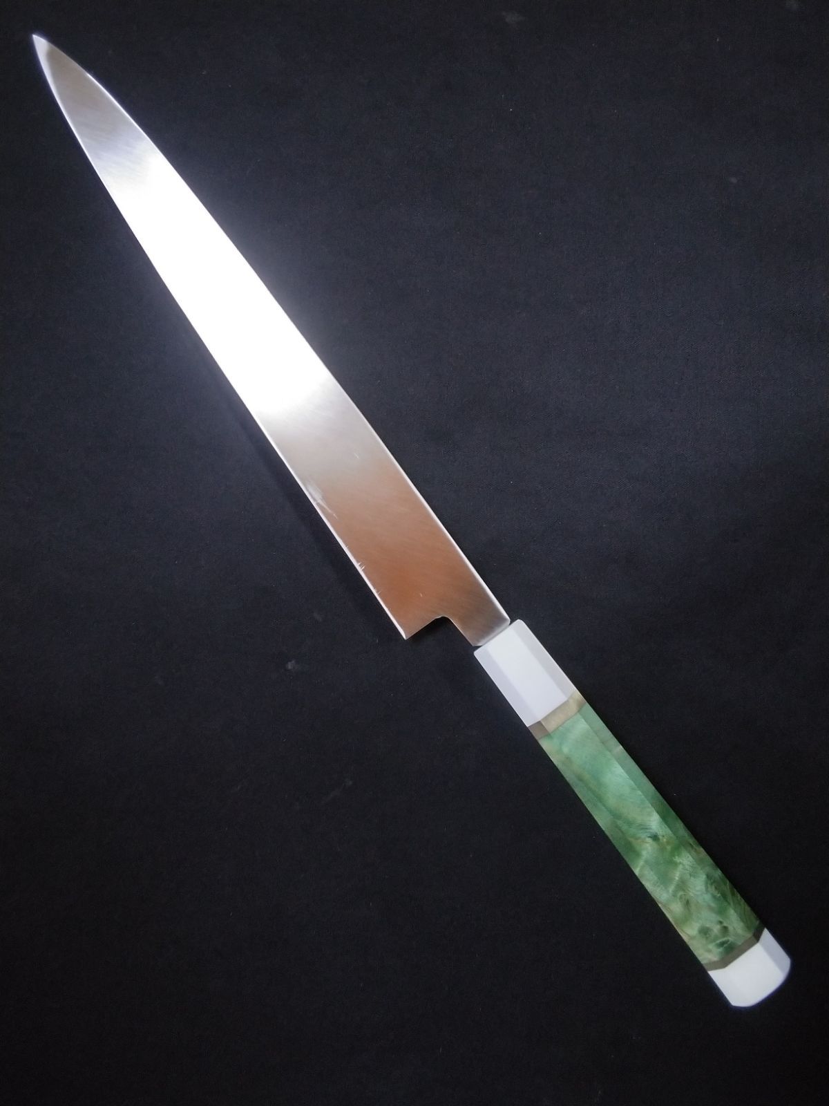 城山刃物製作所(堺業務用刃物メーカー直売)六寸五分　ムキモノ包丁青二鋼(土井敬二郎氏作)片鏡面(伝統工芸士山塚忠義氏作)朴八角柄　鞘付 城山刃物製作所(堺業務用刃物メーカー直売)六寸五分ムキモノ包丁 青二