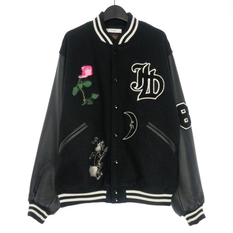 ジエダ Jieda × SKOOKUM 22AW PATCH STADIUM JACKET スタジャン ジャケット ブルゾン 1 ブラック 黒 Jie-22W-JK04