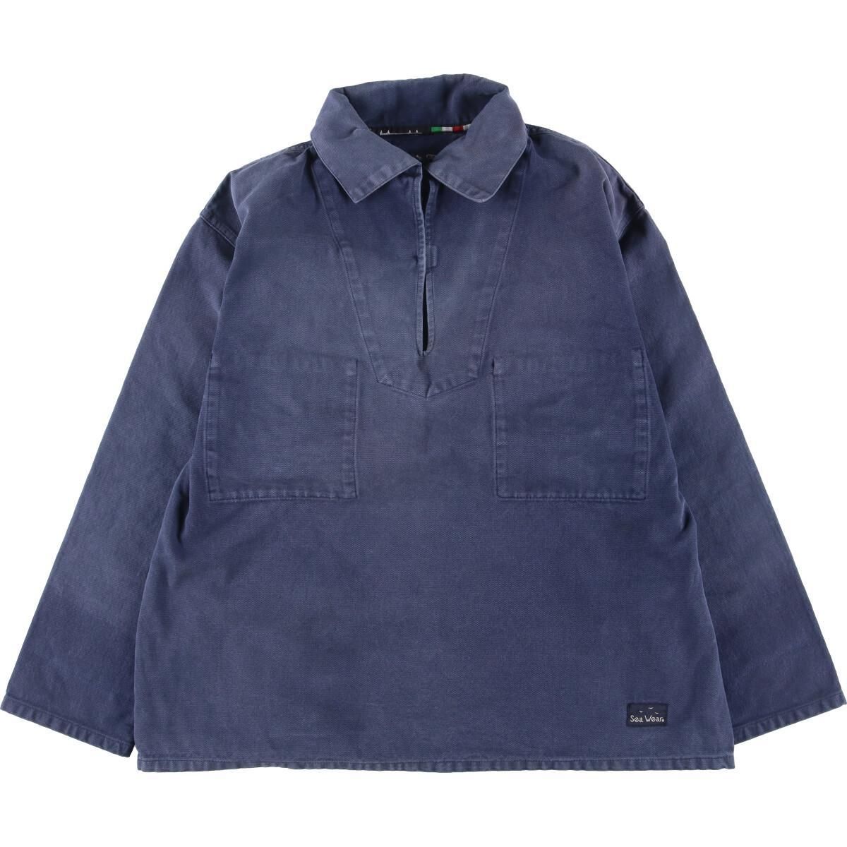 【ゆっこ】フィッシャーマンスモック ユーロヴィンテージ ダック地 L 紺× 雰囲気抜群】フィッシャーマンスモック ユーロヴィンテージ ブルー