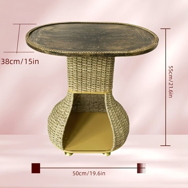 テーブル 金属製 鉄製 サイドテーブル 小物入れ付き 籐籠リビング ソファ サイドテーブル フラワーラック 本棚 電話 香水 化粧品 アジアン タイ シンプル シック 屋内 屋外