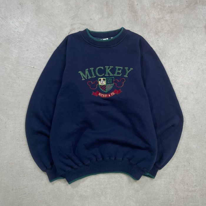 90年代 MICKEY ミッキーマウス スウェットシャツ キャラクター刺繍 メンズM レディース 