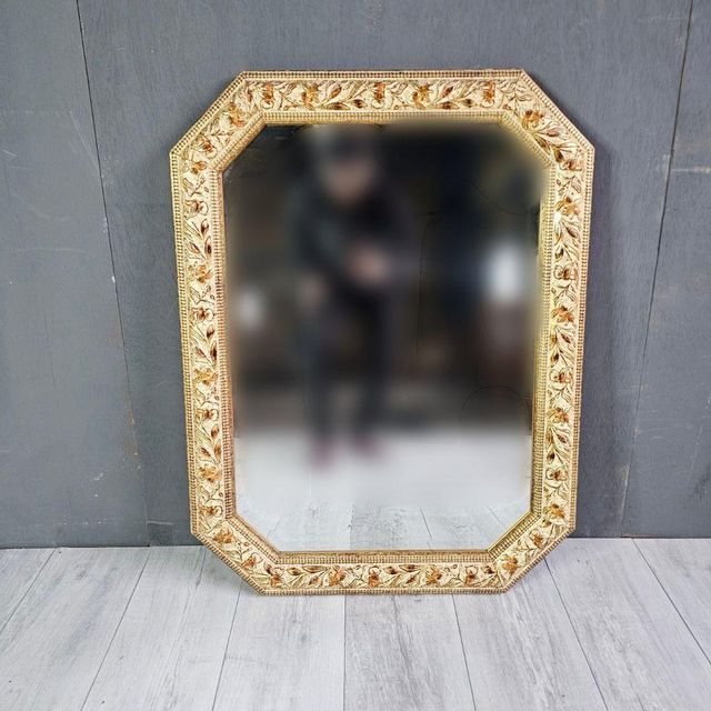 イタリア製 八角形 ウォールミラー 鏡 姿見 ヴィンテージ アンティーク