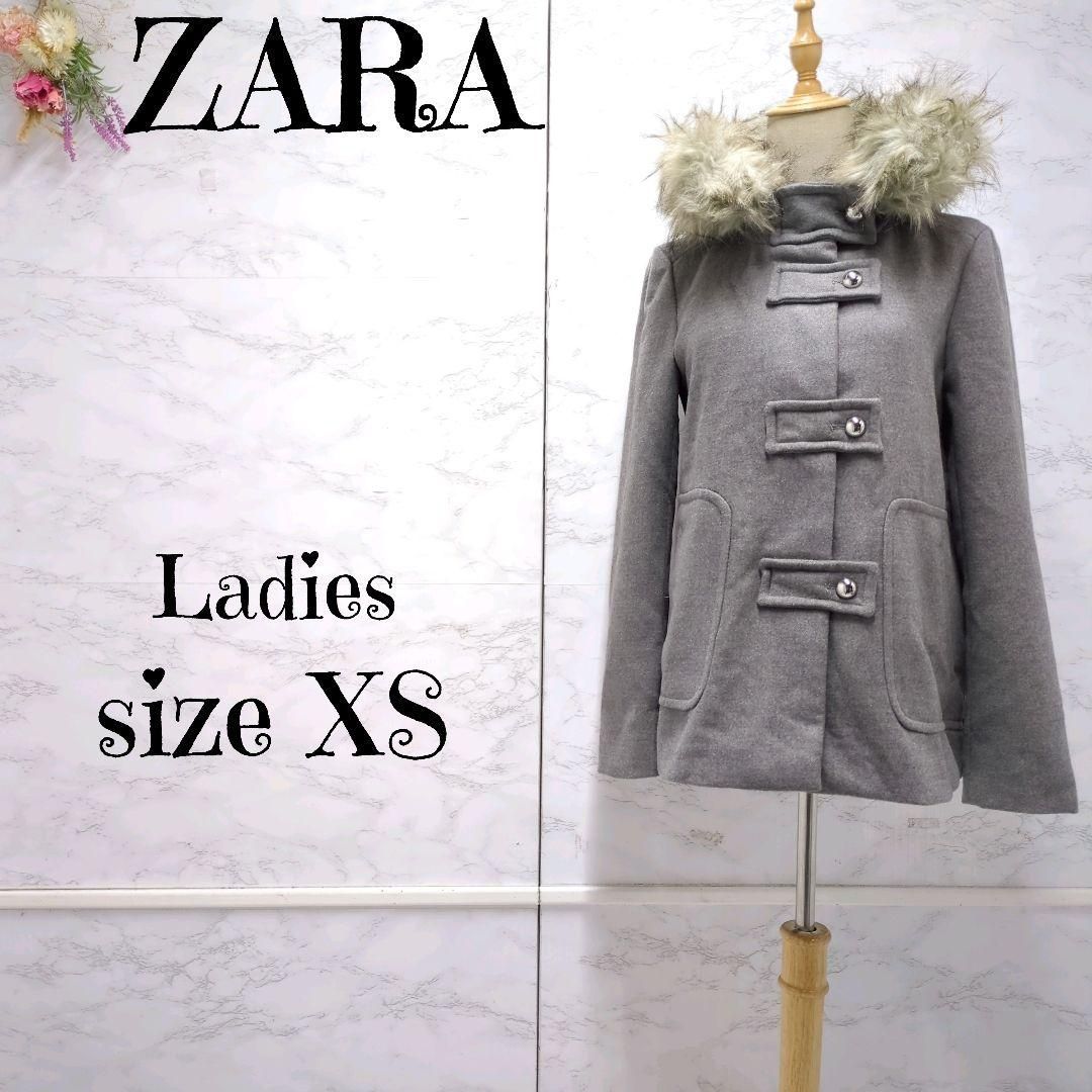 ZARA ザラ　ファーフード付きピーコート　ダッフルコート　アウター　レディース ZARA ザラ ファーフード付きピーコート ダッフルコート アウター