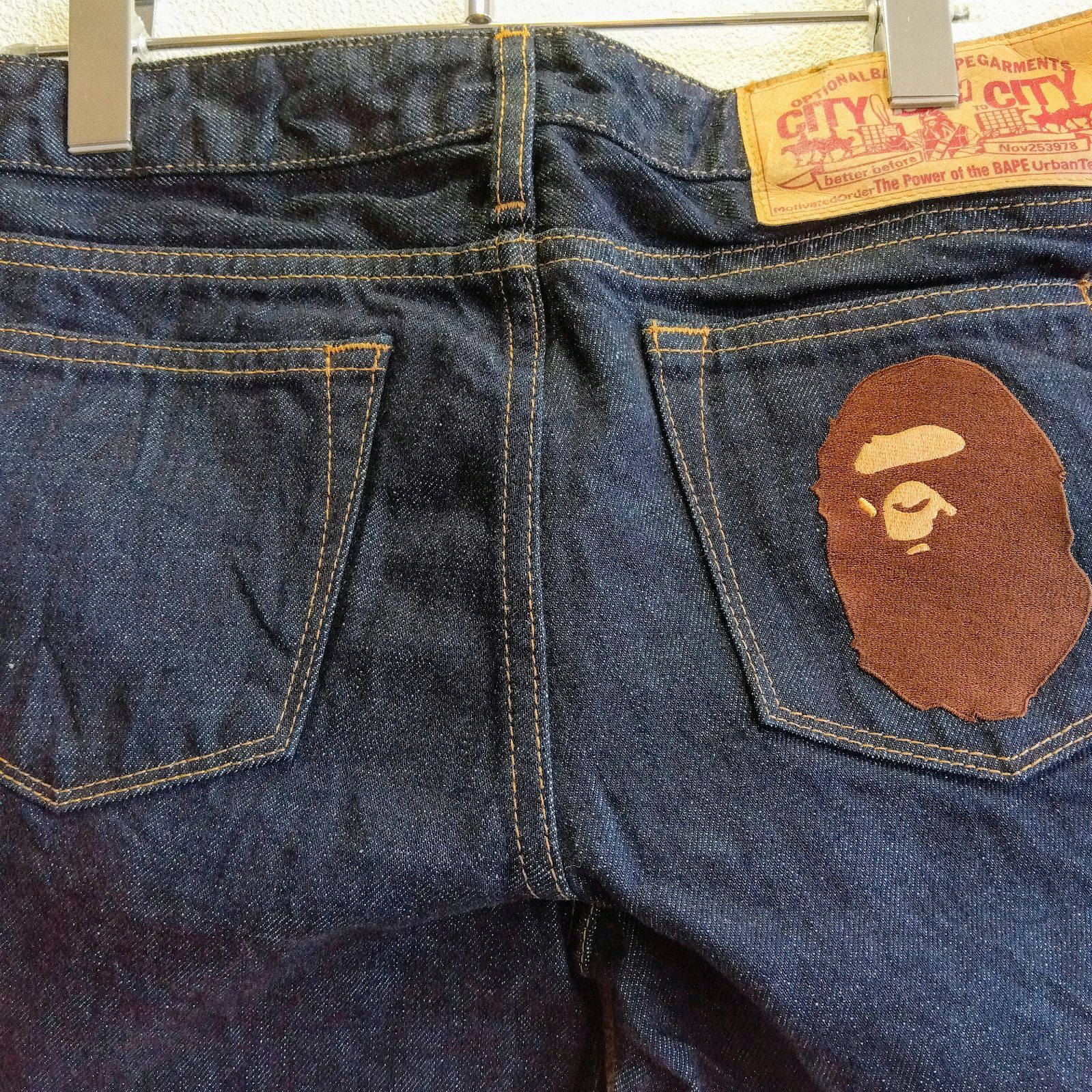 A BATHING APE デニムハーフパンツ BAPESTA 星 刺繍 M - メルカリ