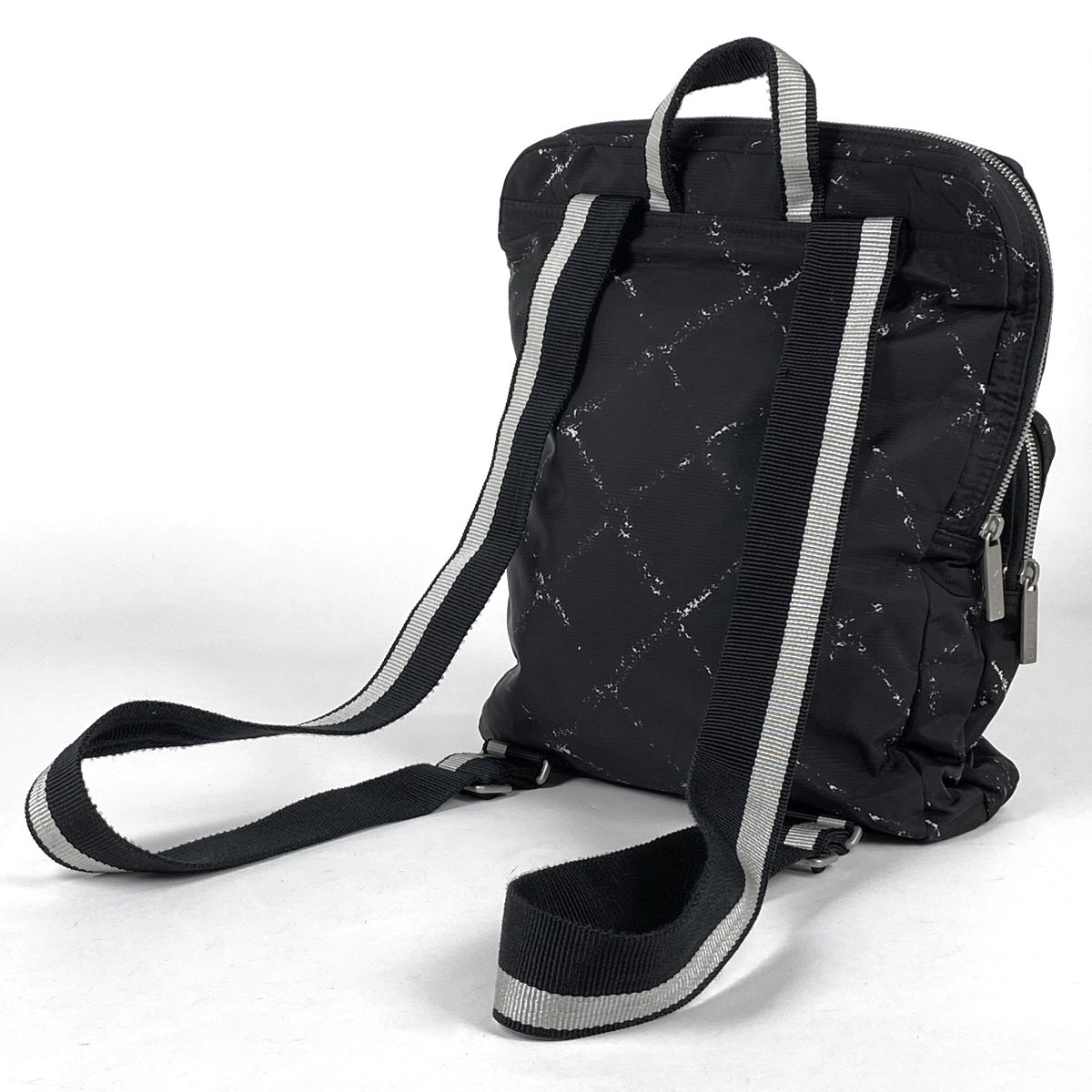 シャネル リュックサック 旧トラベルライン 黒×白 ナイロン