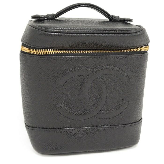 CHANEL バニティバッグ 化粧ポーチ キャビアスキン レザー