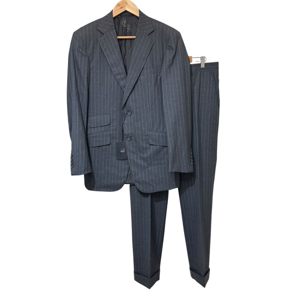 ♥ dunhill ダンヒル ストライプ柄 ジャケット＋スラックスパンツ 日本代表 スーツ セットアップ サイズ46 グレー メンズ 古着
