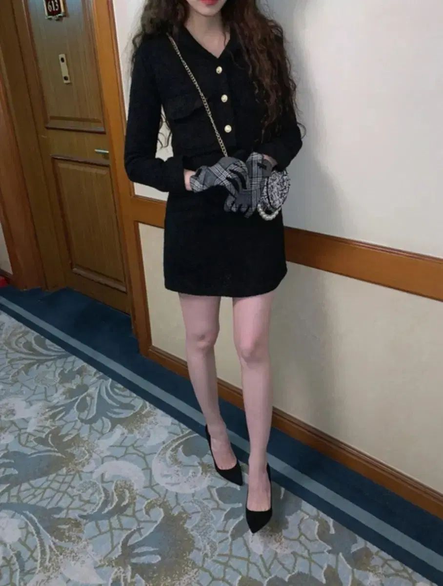 FEMMEMUSE フェムミューズ ローズ ツイード セットアップ ブラック M