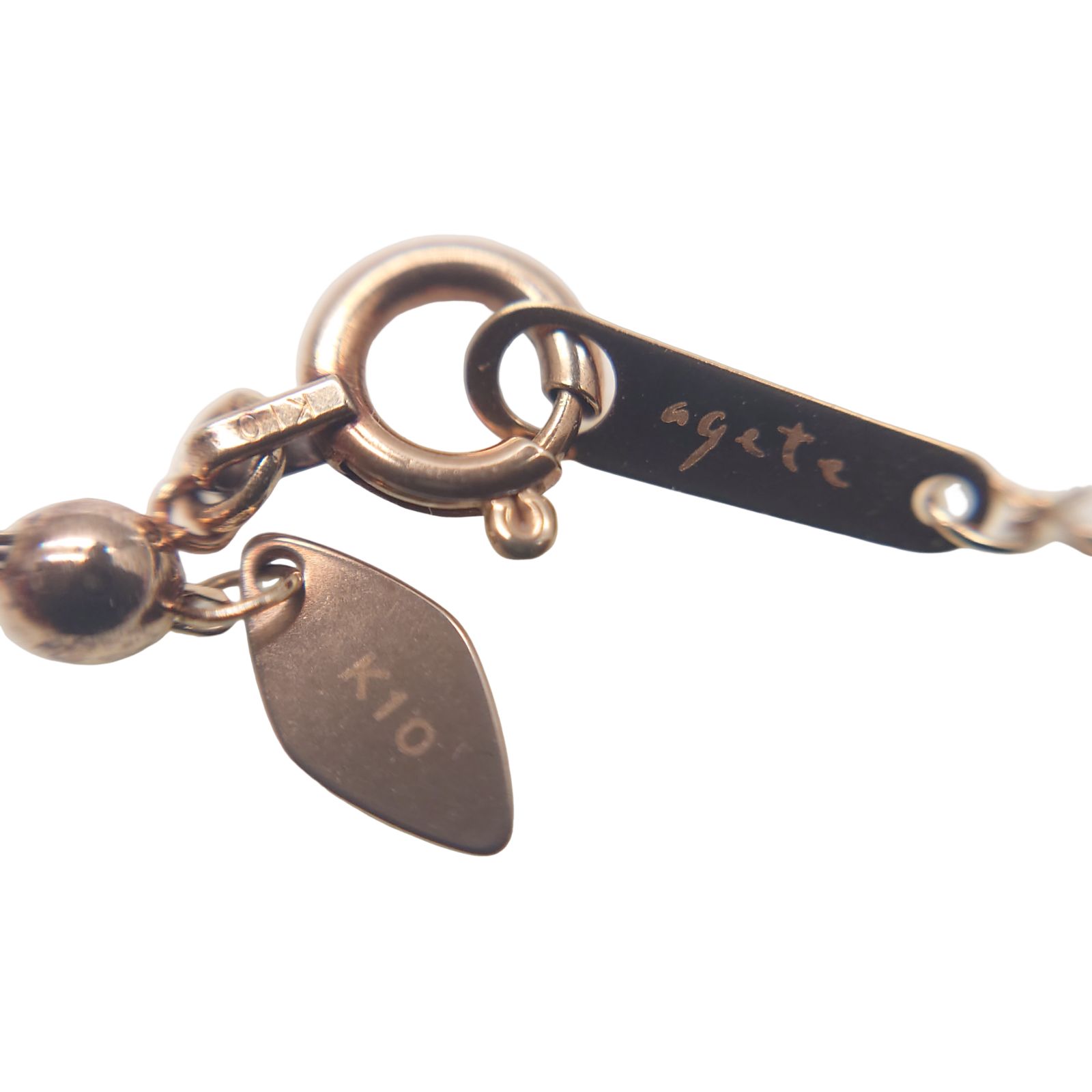 ◇美品◇agete【アガット】K10チェーンネックレス 最長約60㎝ スライド 