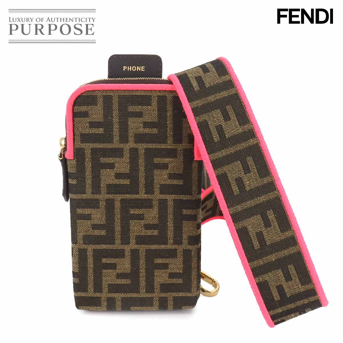 未使用 展示品 フェンディ FENDI ズッカ柄 ストラップユー スマホケース付き ショルダー ストラップ キャンバス レザー 8AV132  90259408 - メルカリ