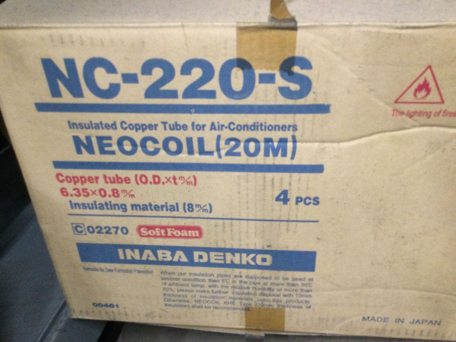 イナバ 冷媒用銅管 NC-220-S 6.35x0.8 20m巻き3巻入り - メルカリ
