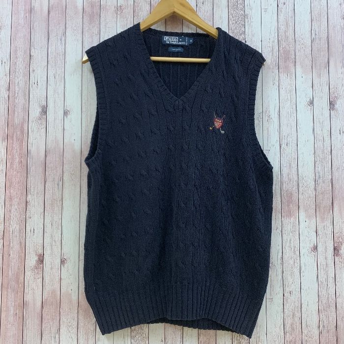 ポロ バイ ラルフローレン Polo by Ralph Lauren ニット セーター ベスト ネイビー 紺 M