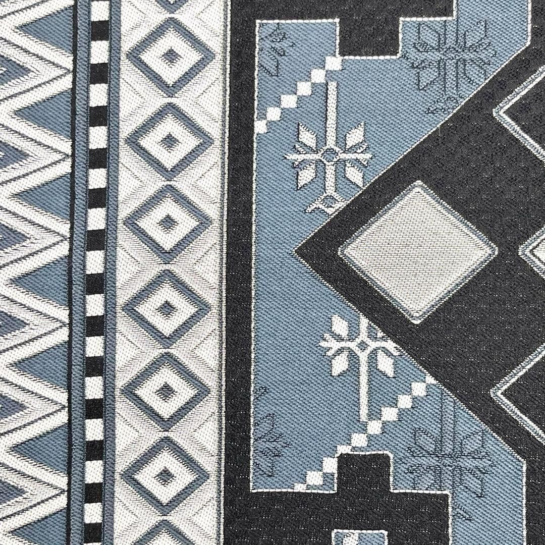 袋帯 美しい幾何学模様 銀糸 ガード加工 青褐色 O-3670 - メルカリ 