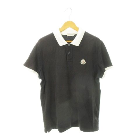 モンクレール MONCLER MAGLIA POLO MANICA CORTA ポロシャツ 半袖 バイ コットン ロゴワッペン XL 黒 ブラック AH10 GY18