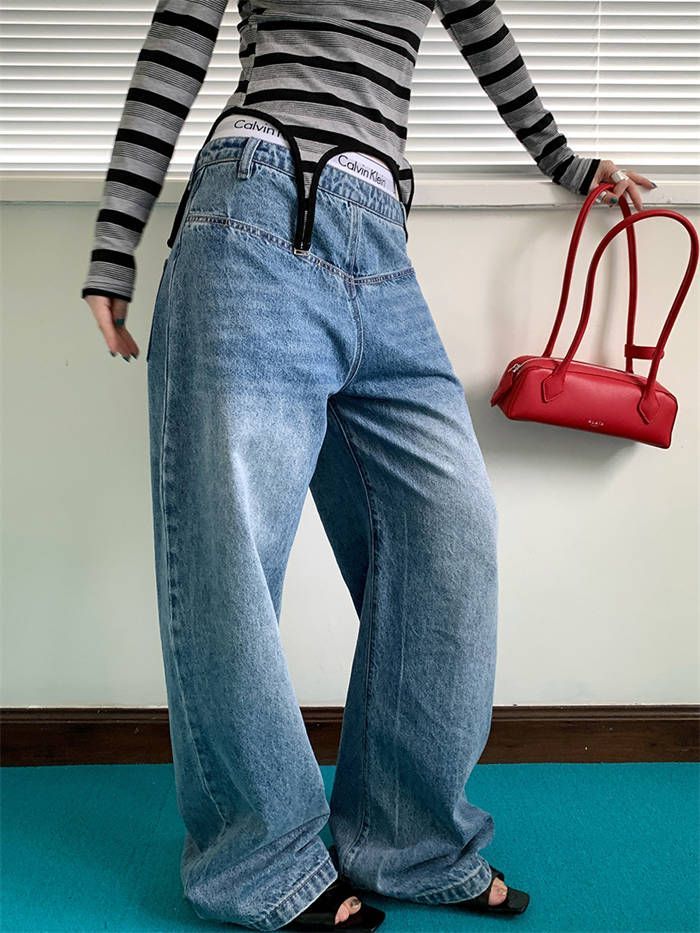 デニムパンツ レディース ワイドパンツ ストレート ボトムス ワイドデニム パンツ ジーンズ ジーパン デニム ハイウエスト大きいサイズ ゆったり 綿 春 夏 秋 冬 zz12301483f861