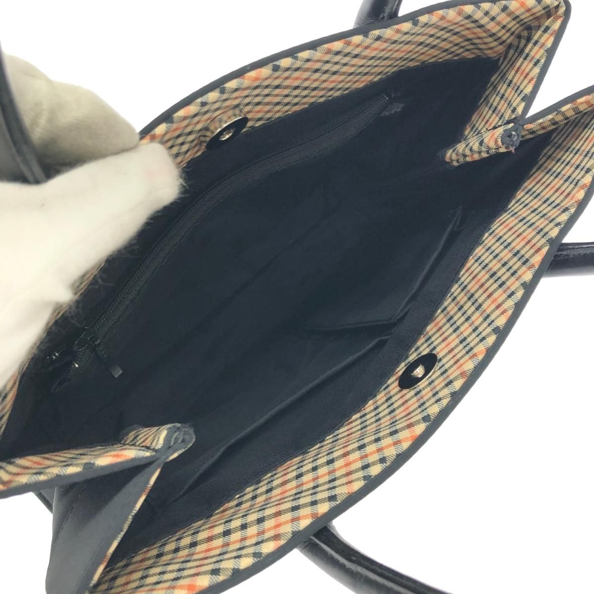 良好 DAKS LONDON ダックスロンドン ミニ トートバッグ ブラック 