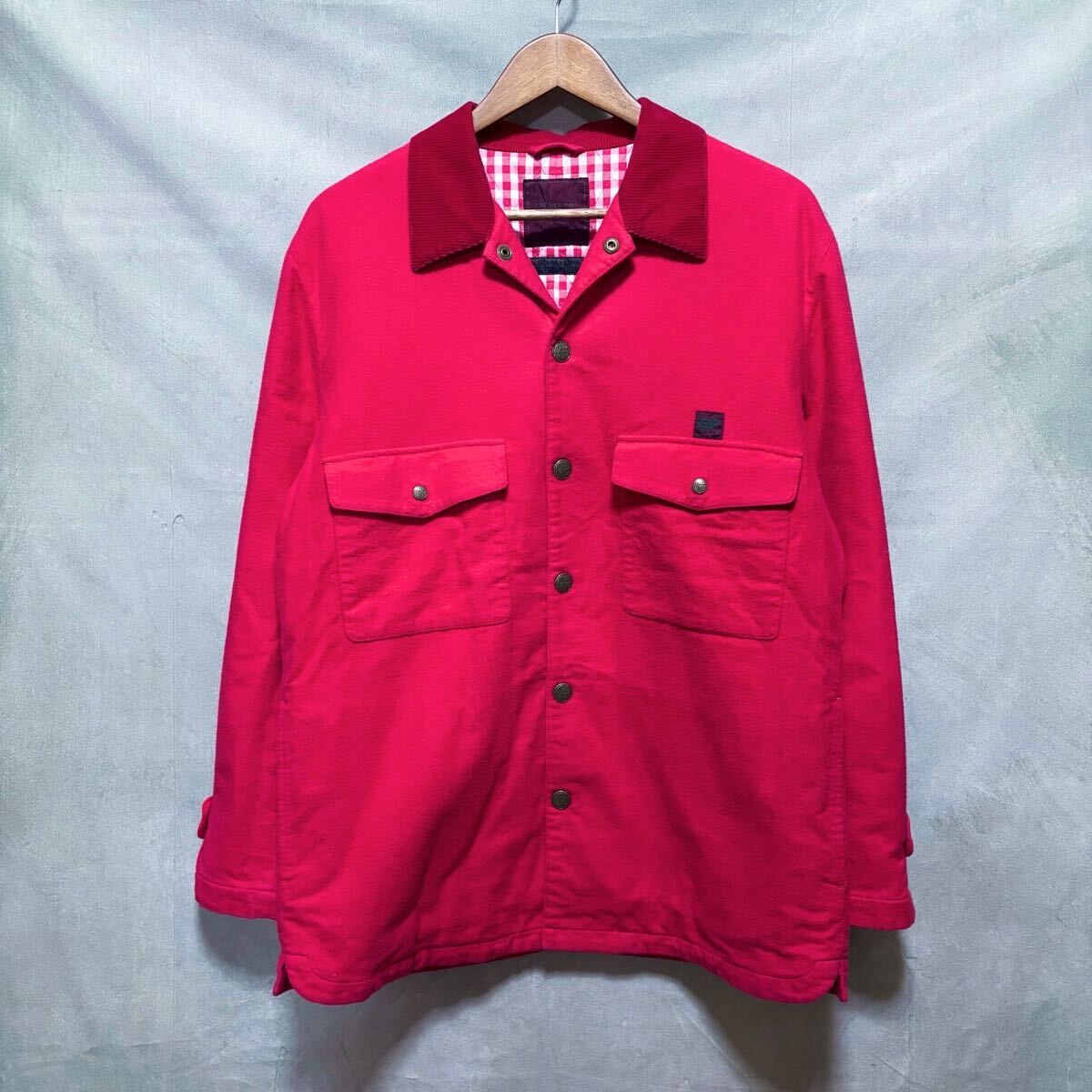 PAPAS &sons パパス アンドサンズ コットン フランネル 中綿入り 襟コーデュロイ スナップ ワーク ジャケット size.48(M)  レッド 日本製 - メルカリ