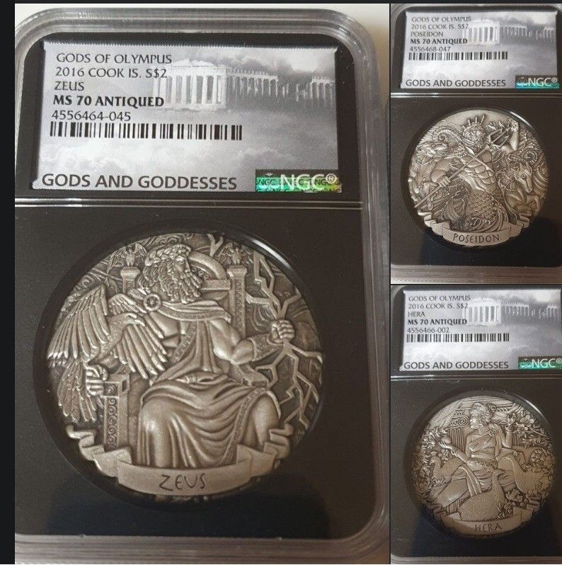 2016 Cook Islands GODS OF OLYMP 6 ounces Hera Ze Poseidon NGC MS 70