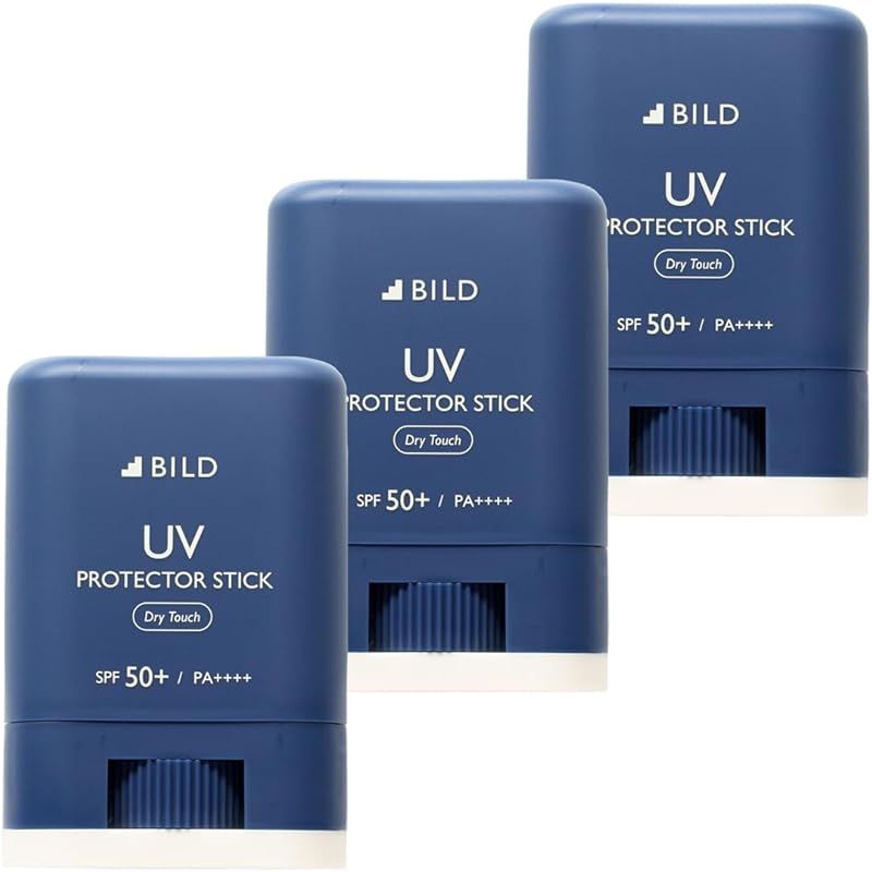 BILD 日焼け止め スティックタイプ 3個セット 手が汚れない UV 紫外線予防 持ち歩き 最高値 SPF50 PA ウォータープルーフ 3個セット