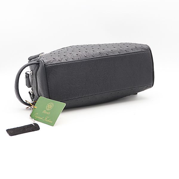 良品 オーストリッチ ブラック シルバー金具 メンズ/レディース