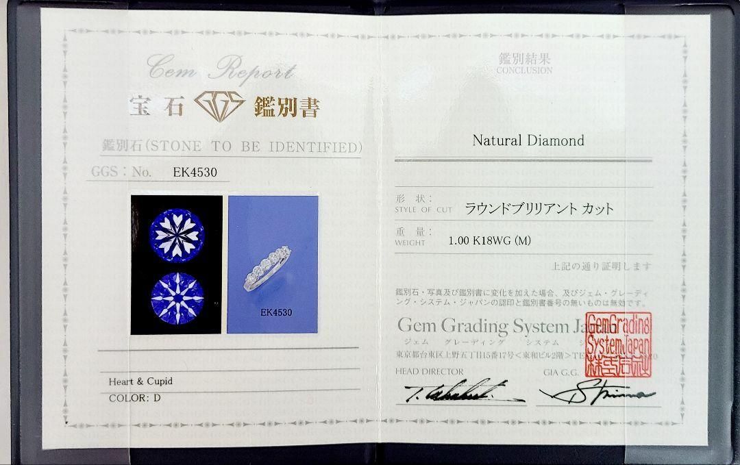 永遠の愛の象徴 1ct D H&C ダイヤモンド K18 WG エタニティ リング
