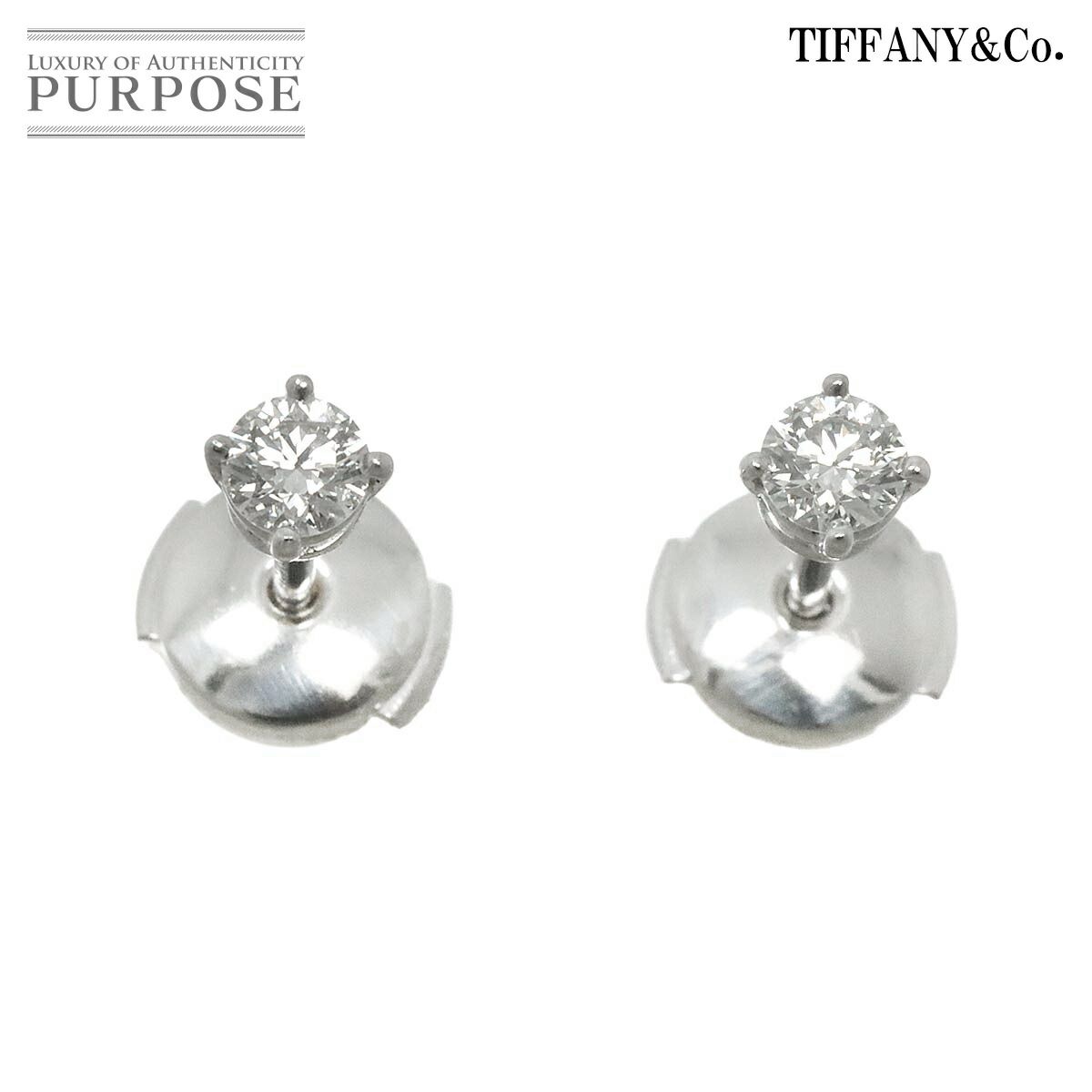 ティファニー TIFFANY-Co. ソリティア ダイヤ ピアス Pt プラチナ スタッド Diamond Earrings Pierced 90282510