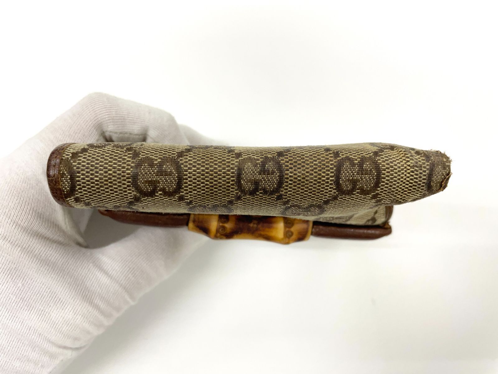 GUCCI グッチ GGキャンバス レザー コンパクトウォレット 二