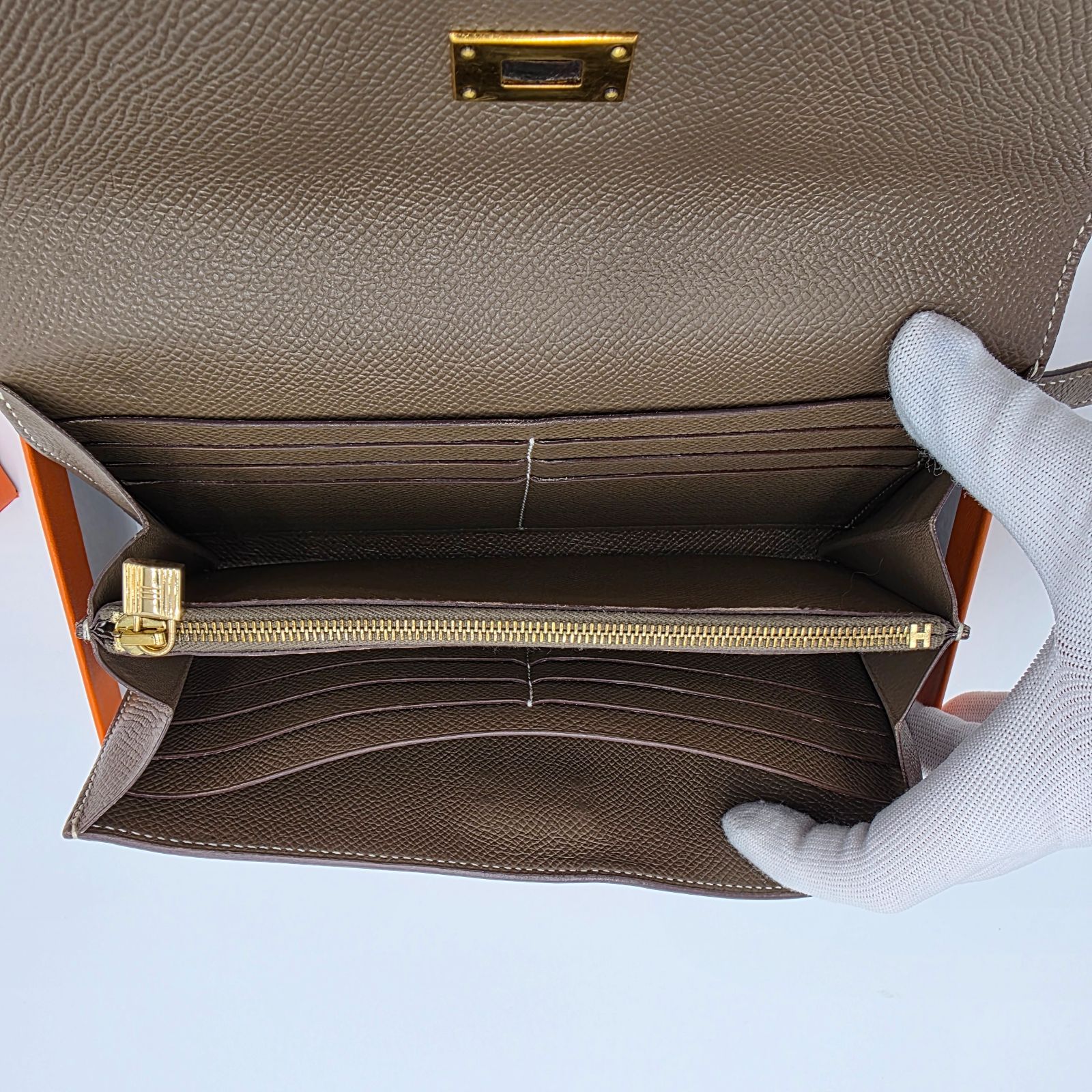 HERMES エルメス ケリーウォレット ロング エトゥープ エプソン