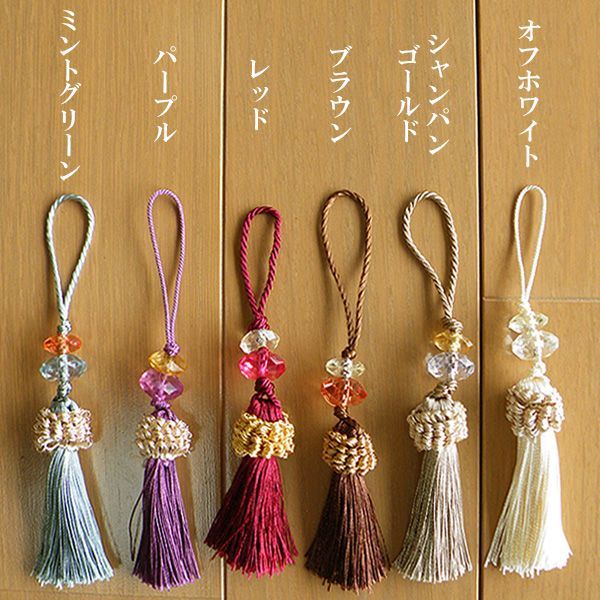 ハンドメイド タッセルストラップ 緑と黄色 101102 ハンドメイド