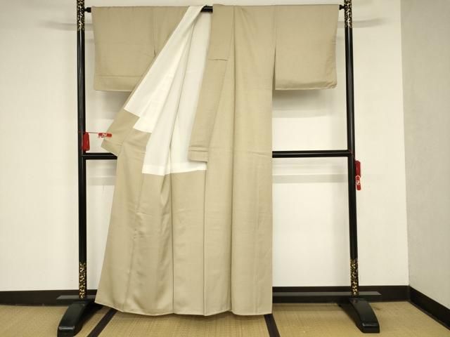 平和屋着物□本草木染作家 瑞寶 色無地 亜麻色 正絹 逸品 AAAQ6865ru