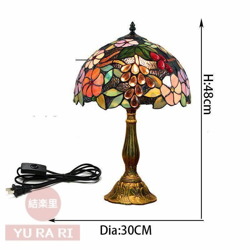 ステンドグラス テーブルランプ ハンドメイド品4358
