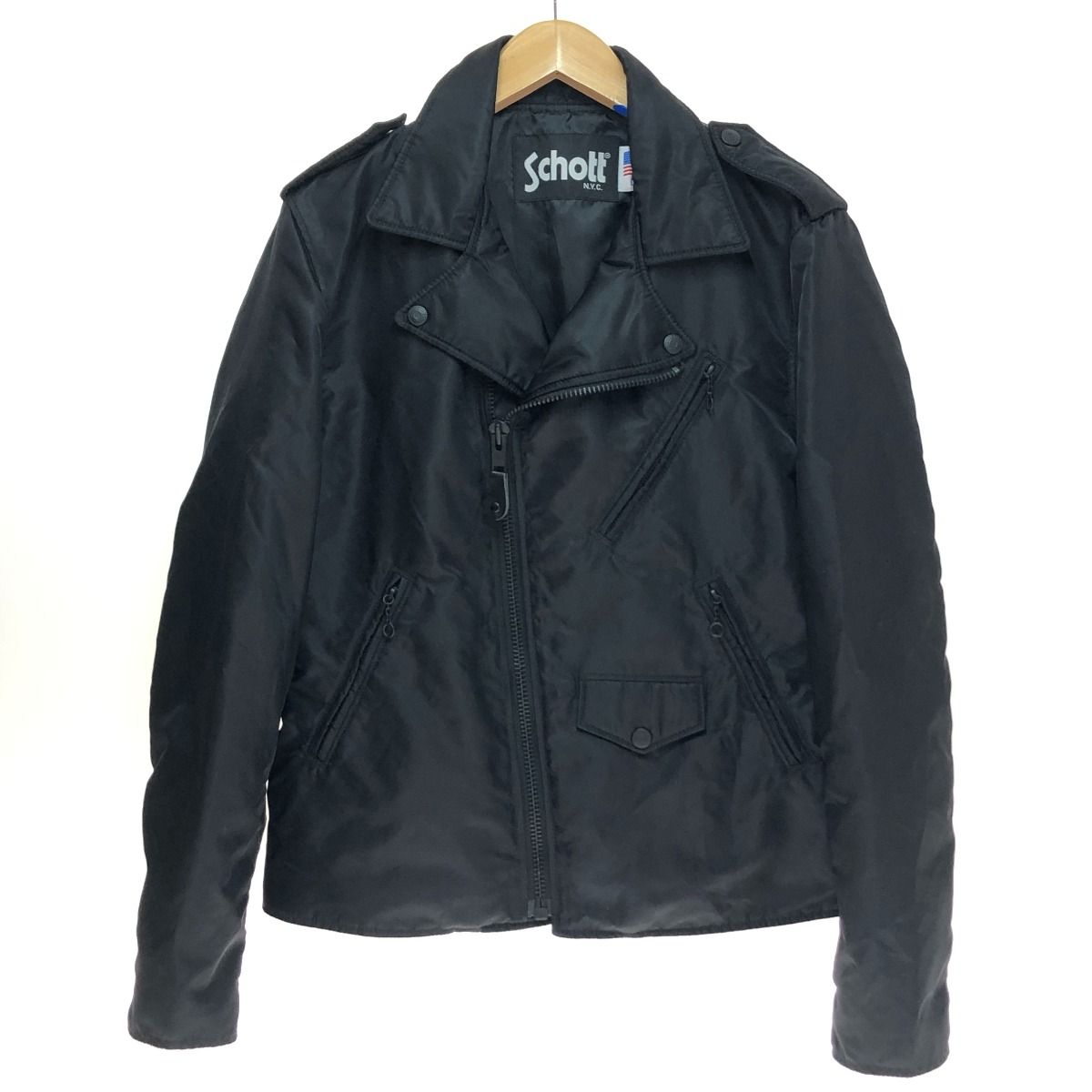 □□Schott ショット ダブルライダースジャケット ナイロン Lサイズ