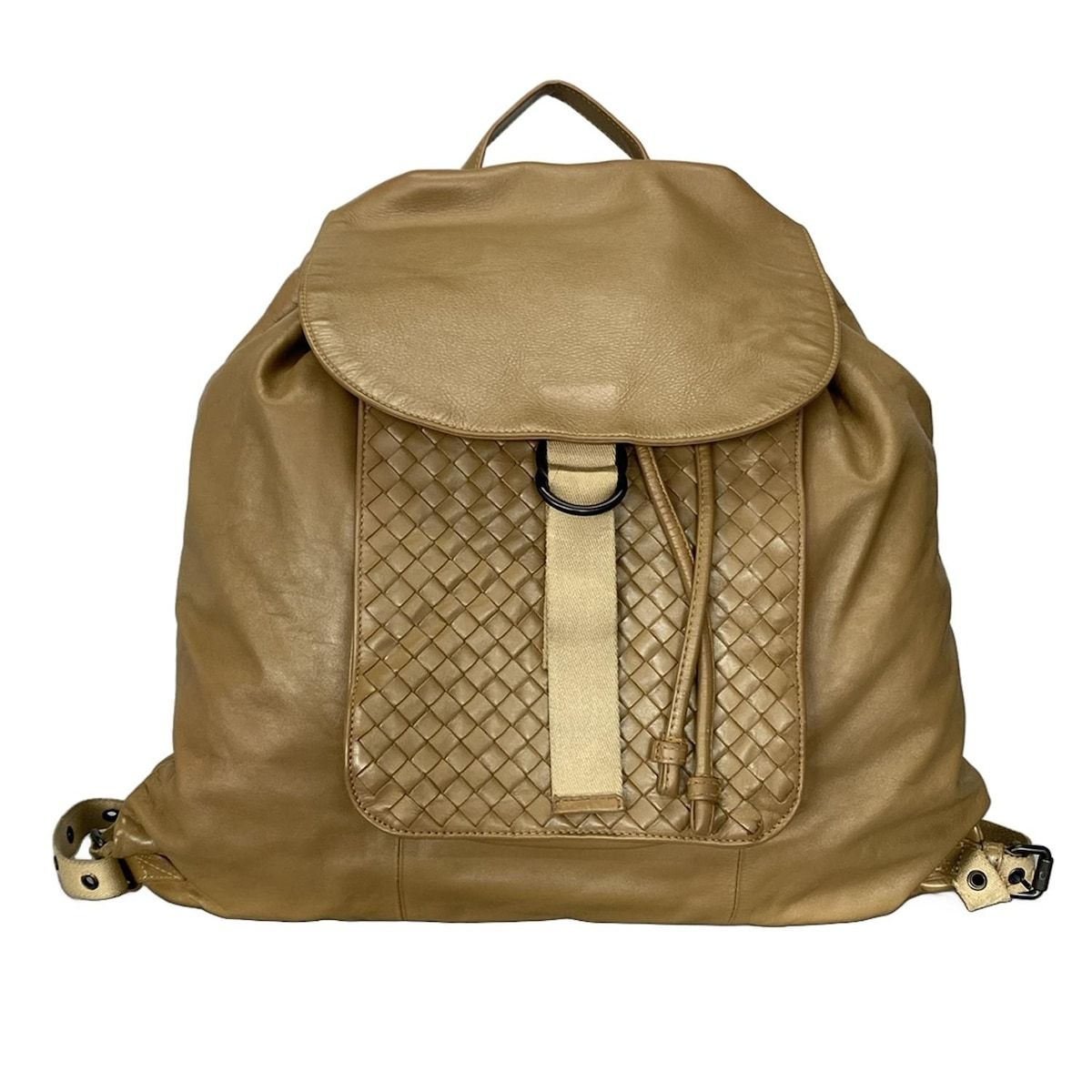 BOTTEGA VENETA ボッテガヴェネタ リュックサック イントレチャート ベージュ 巾着型 レザー