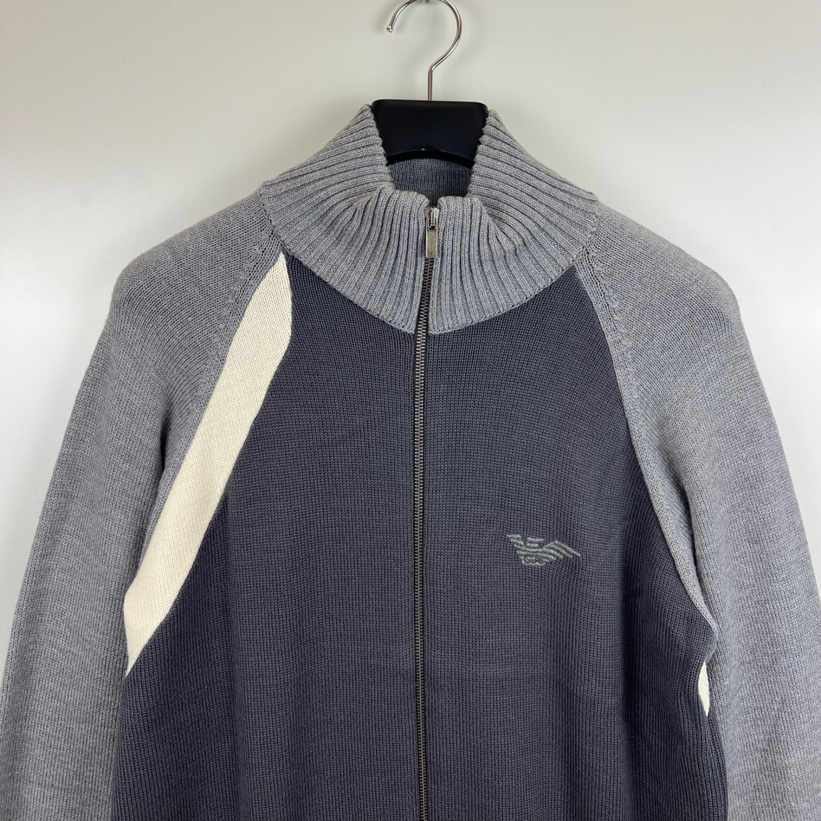 EMPORIO ARMANI archive wool knit driver jacket 3XL エンポリオ