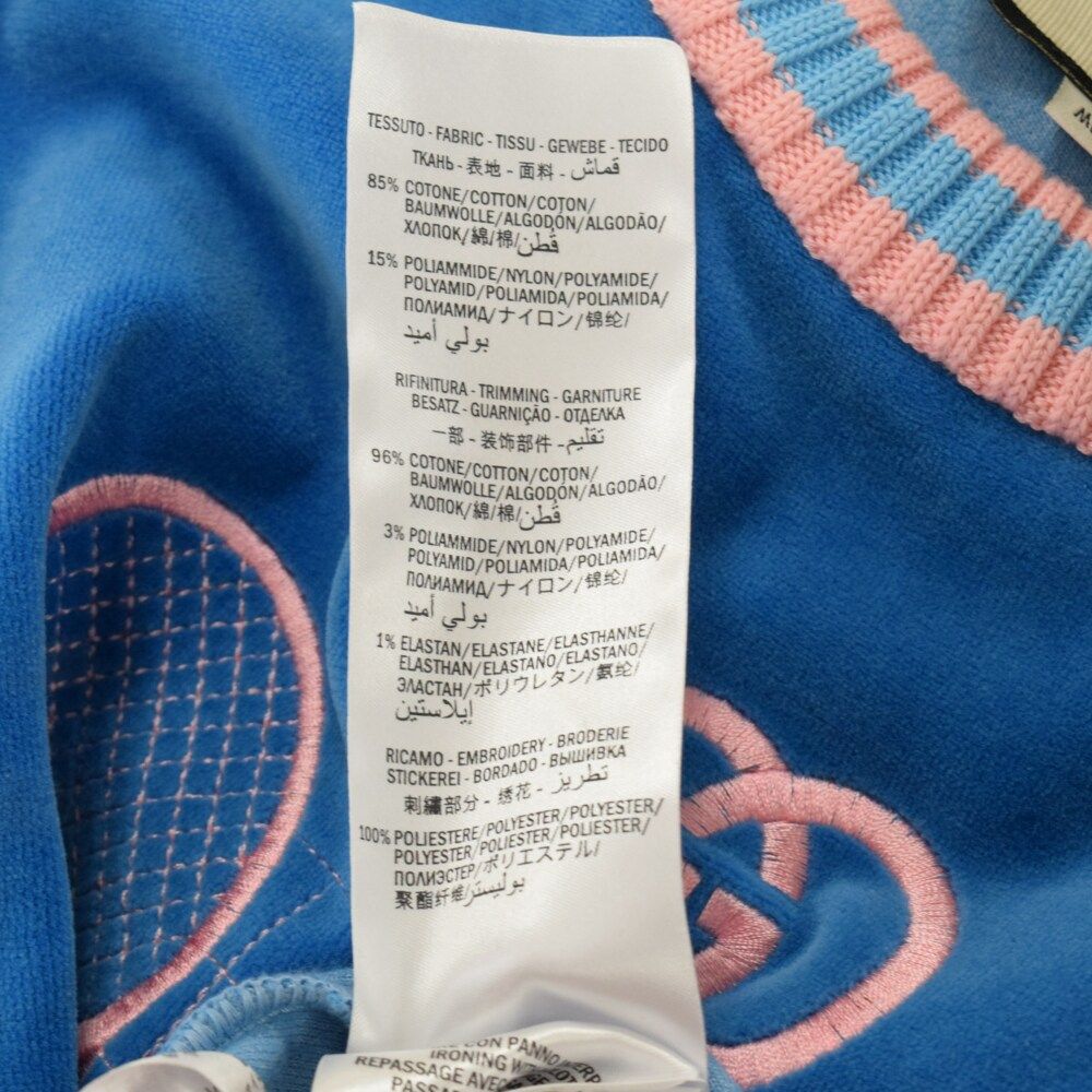 GUCCI (グッチ) 20SS TENNIS LOGO MOTIF EMBROIDERED VELVET SWEAT